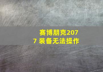 赛博朋克2077 装备无法操作